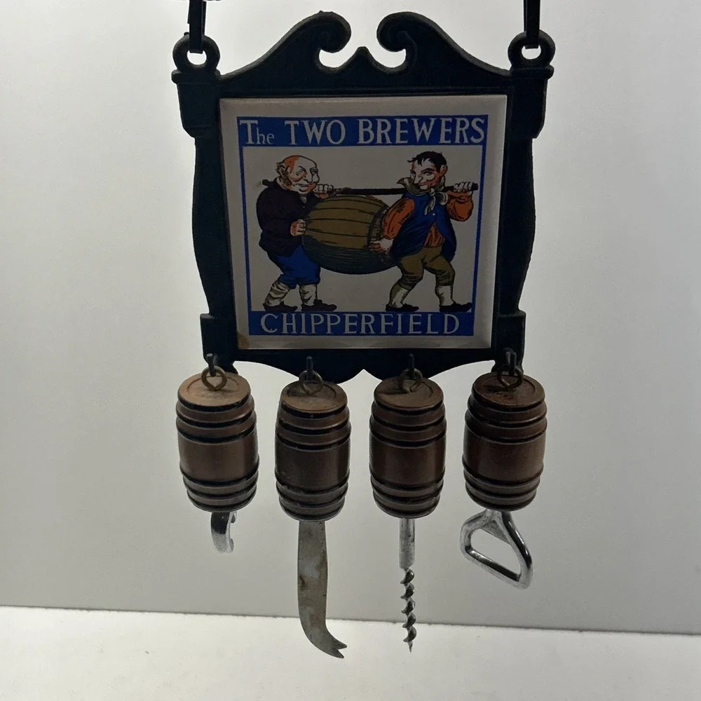 Vintage Cherry Japan Two Brewers Chipperfield Wall Mount Bar Tool Set